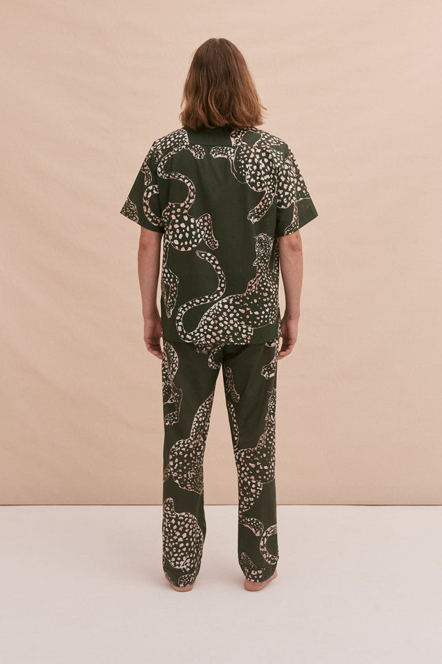 Men’s Cuban Long Pyjama Set The Jag Print Green