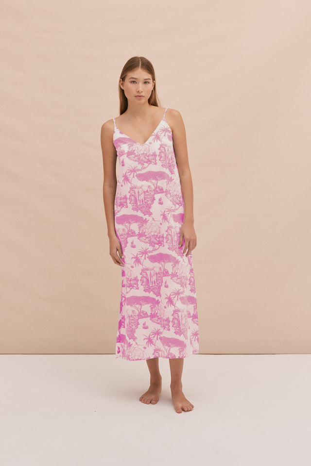 Slip Nightie Loxodonta Print Pink
