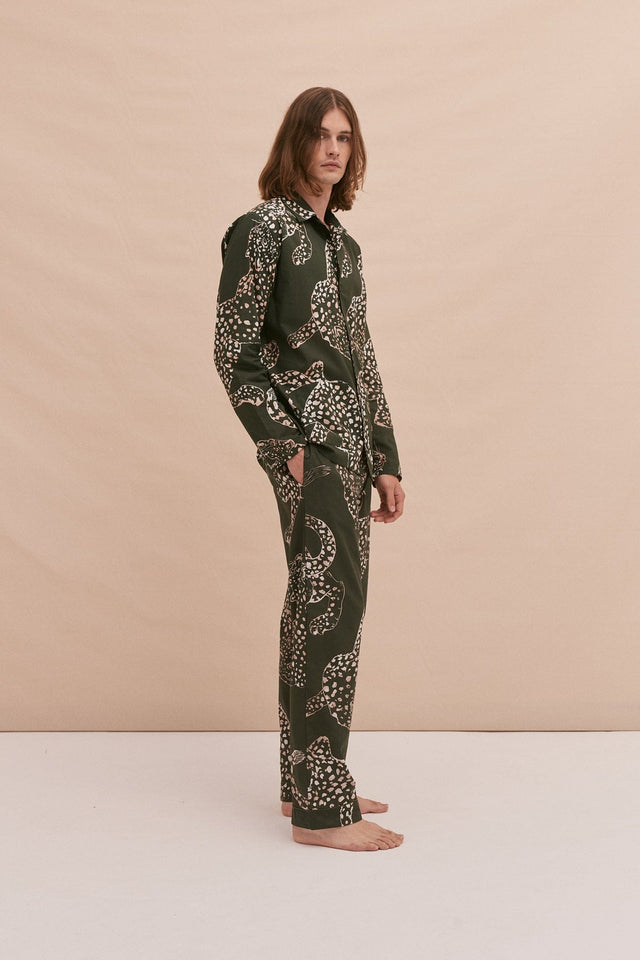 Men’s Pocket Pyjama Set The Jag Print Green