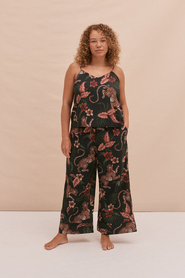 Wide Leg Pyjama Trousers Soleia Leopard Print Multi
