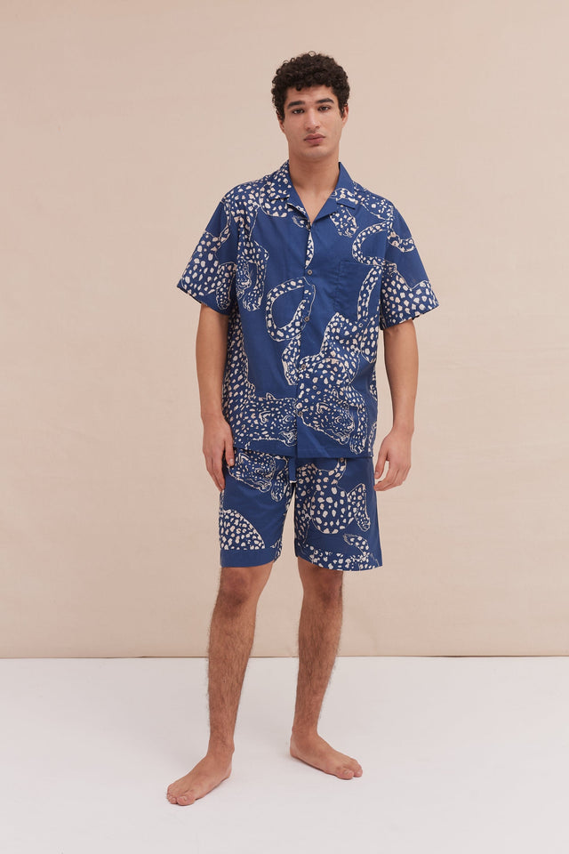 Men’s Cuban Pyjama Set The Jag Print Blue