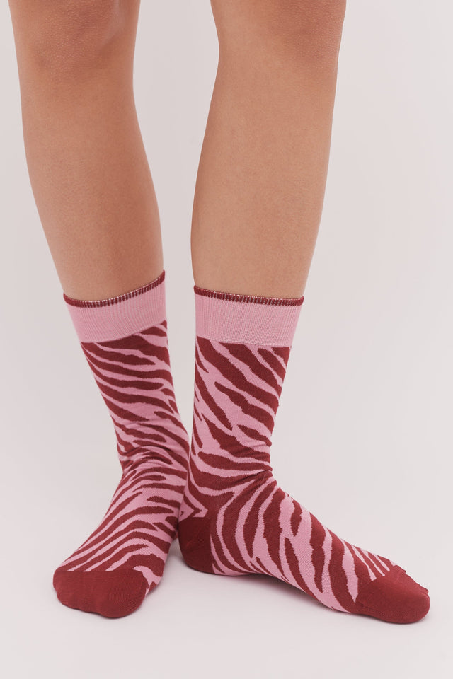 Women's Socks Tiger Print Pink