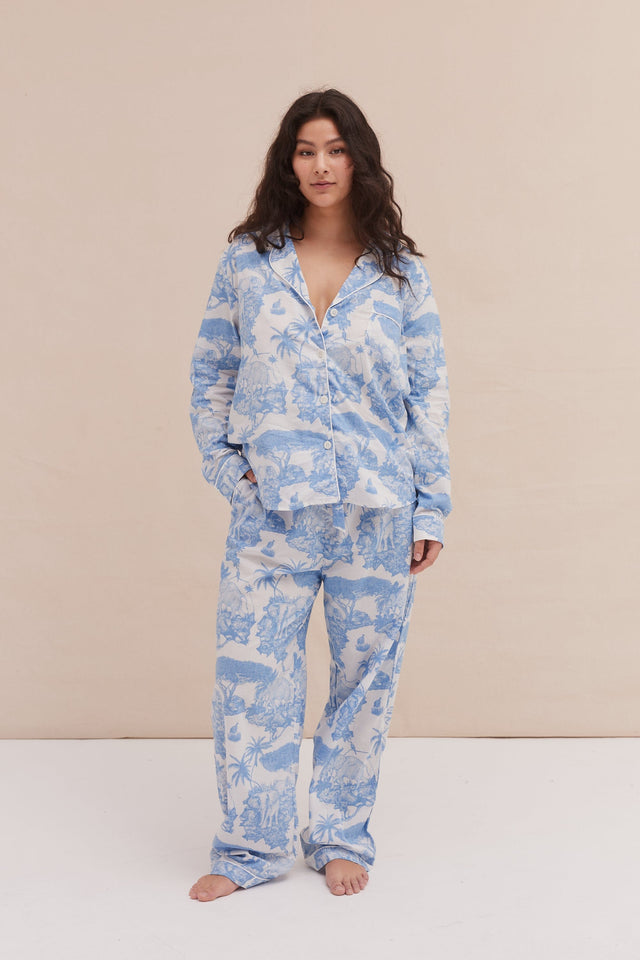 Long Pyjama Set Loxodonta Print Blue