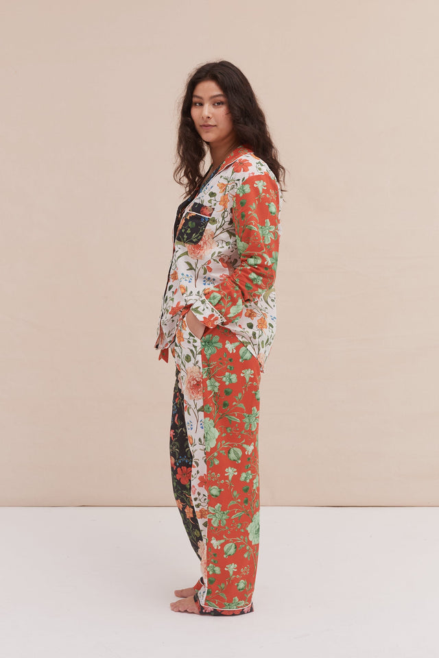 Long Pyjama Set Persephone Floral Print Patchwork