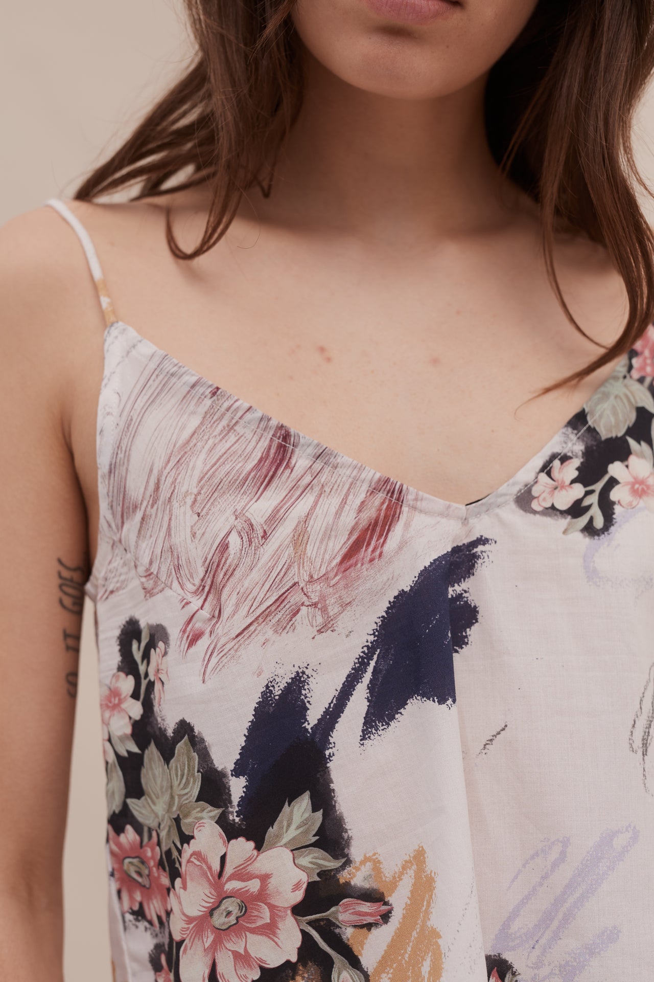 Cami Top and Wide Leg Trouser Set Love Print Chalk