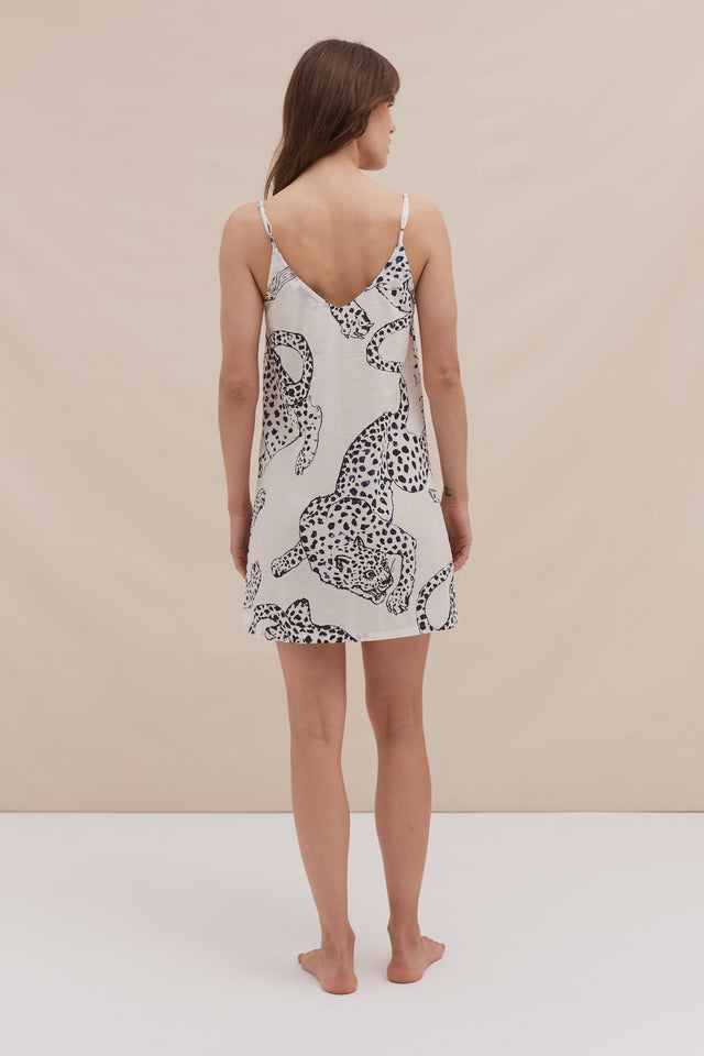 Short Slip Nightie The Jag Print Cream