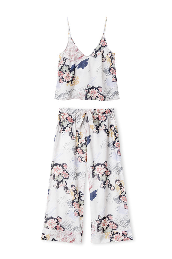 Cami Top and Wide Leg Trouser Set Love Print Chalk