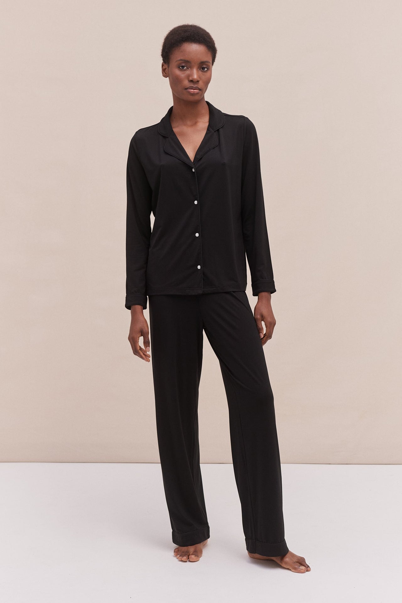 Lyocell Jersey Long Pyjama Set Graphite Black