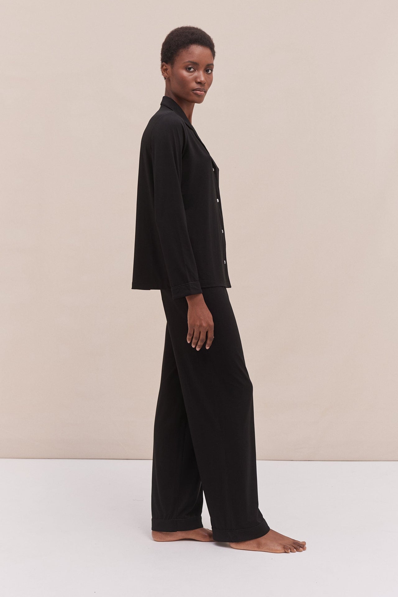 Lyocell Jersey Long Pyjama Set Graphite Black