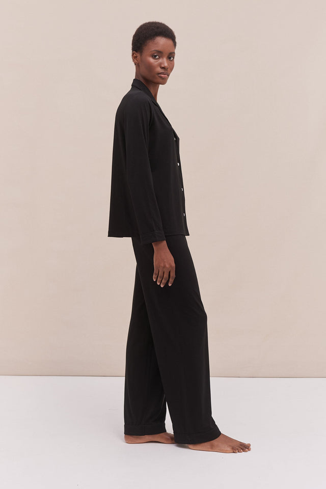 Lyocell Jersey Long Pyjama Set Graphite Black