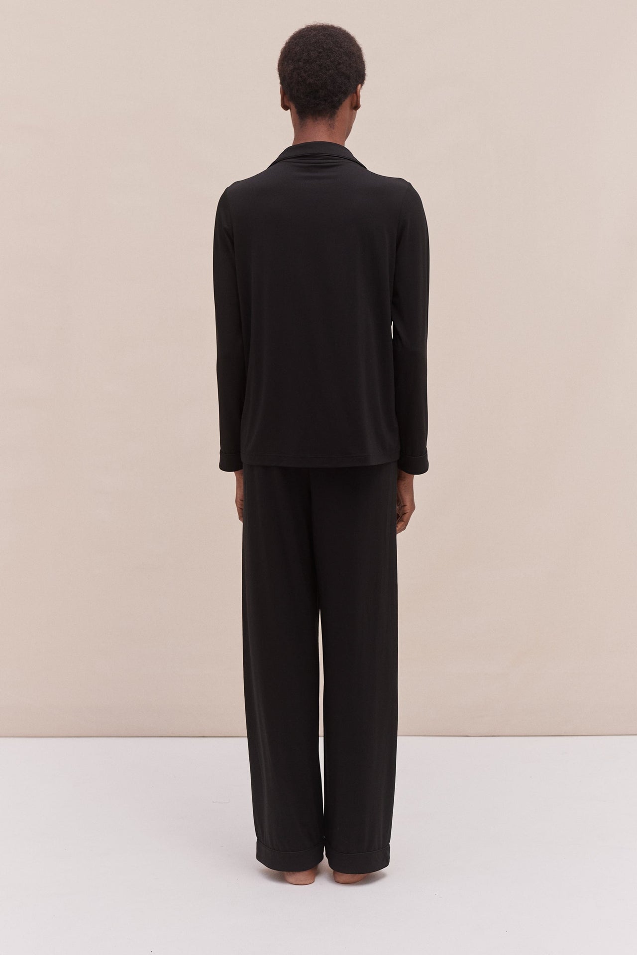 Lyocell Jersey Long Pyjama Set Graphite Black