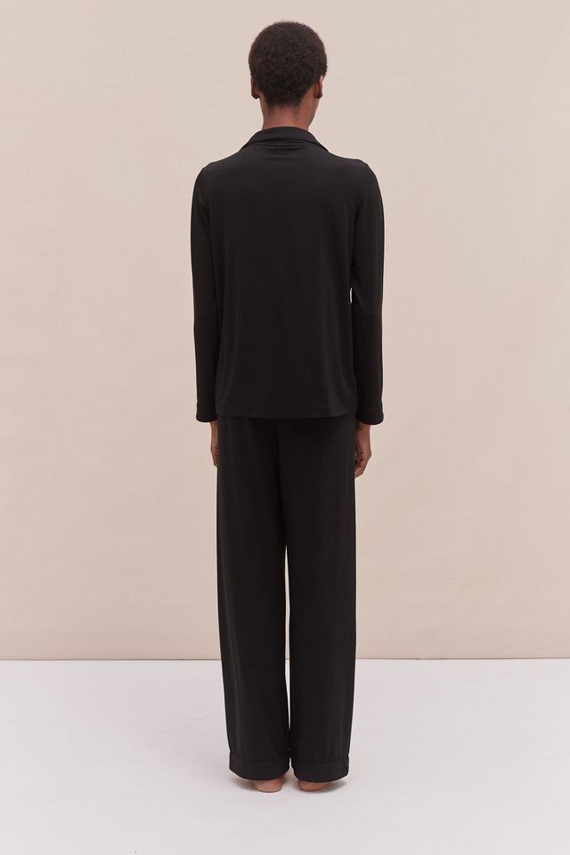 Lyocell Jersey Long Pyjama Set Graphite Black