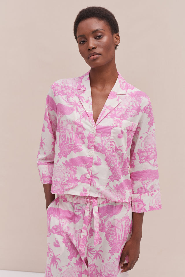 Boxy Shirt Loxodonta Print Pink