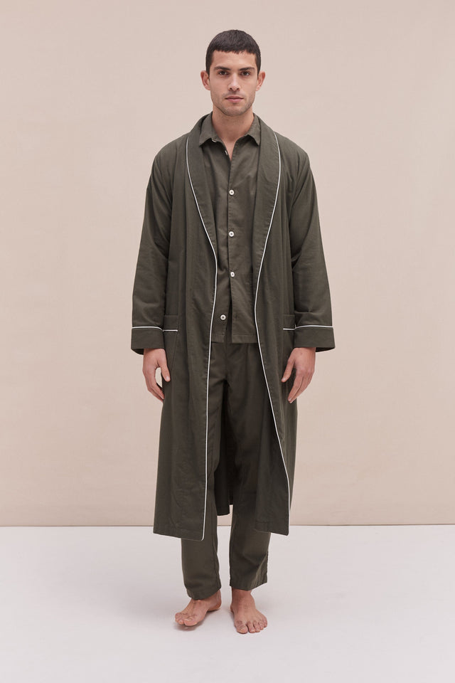 Men’s Robe Brushed Cotton Khaki