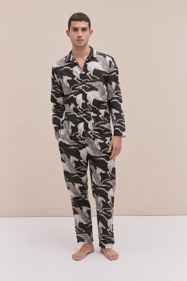 Men’s Pocket Pyjama Set Pegasus Black/White