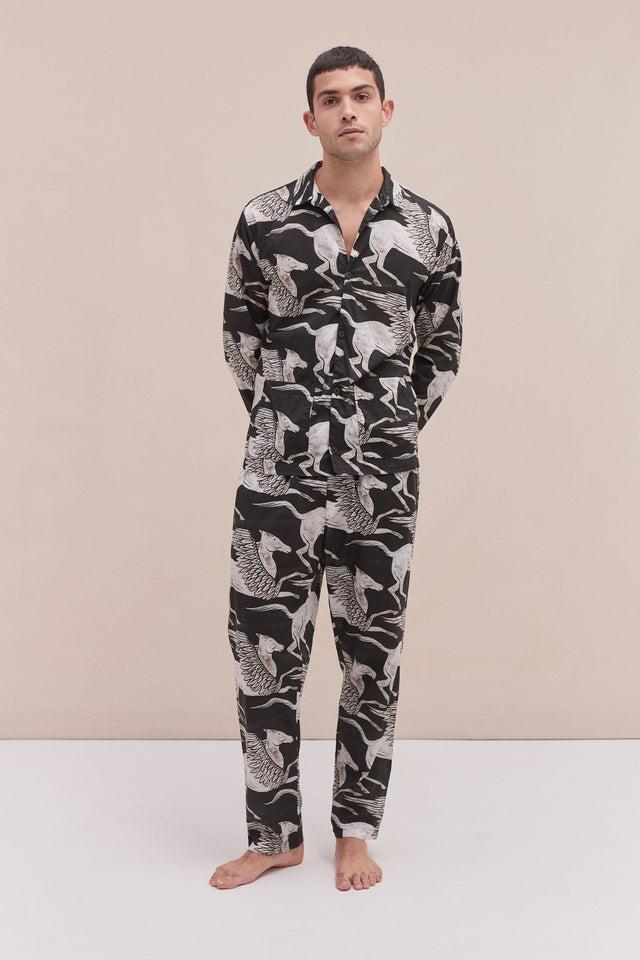 Men’s Pocket Pyjama Set Pegasus Black/White