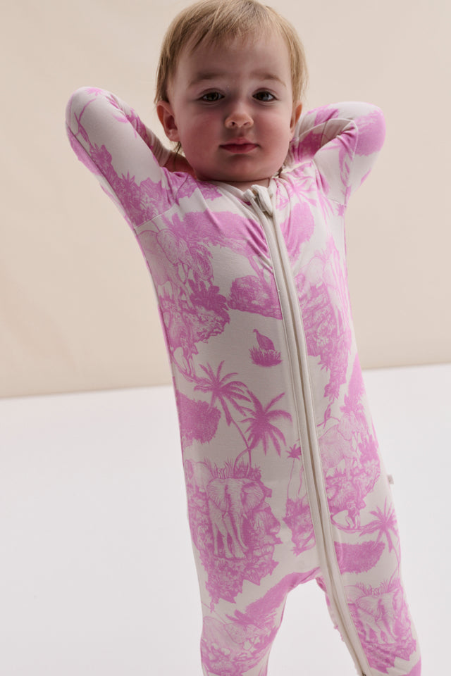 MORI x D&D Clever Zip Sleepsuit Loxodonta Pink