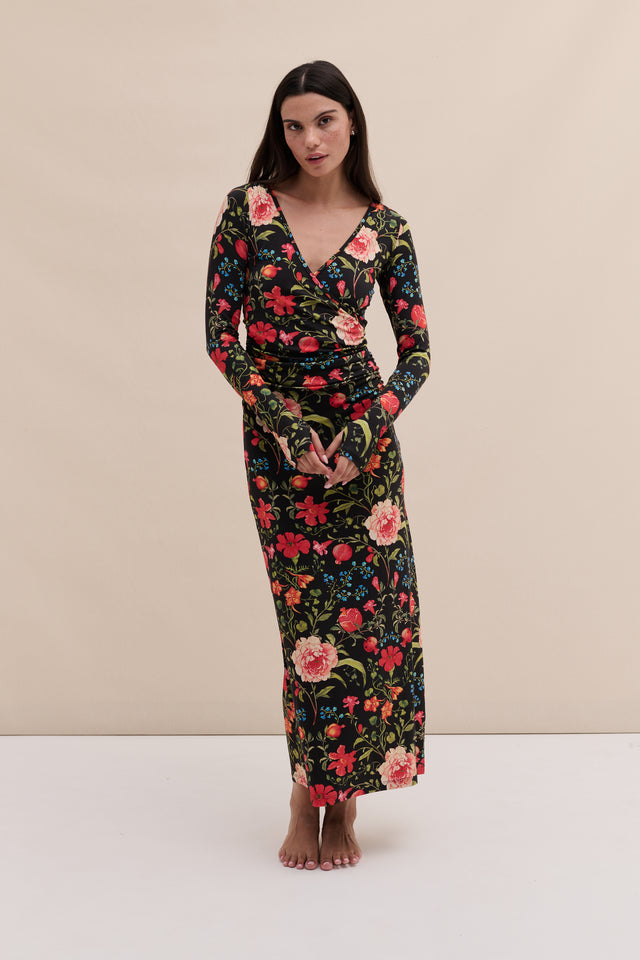 Lyocell Jersey Long Sleeve Wrap Nightie Persephone