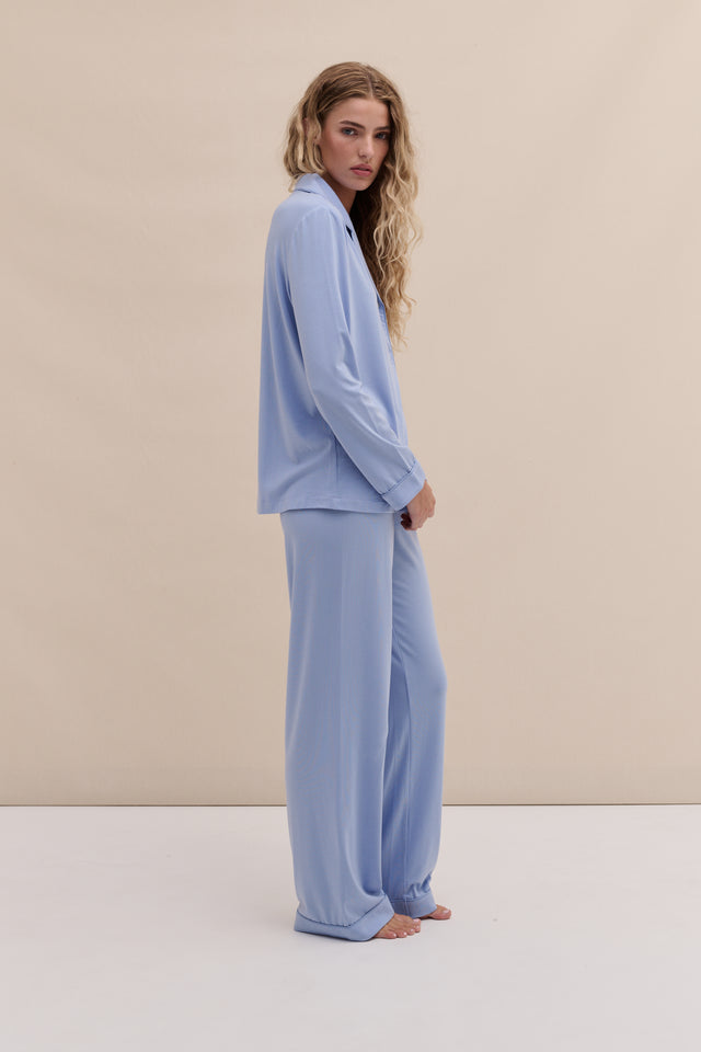 Lyocell Jersey Long Pyjama Set Blue