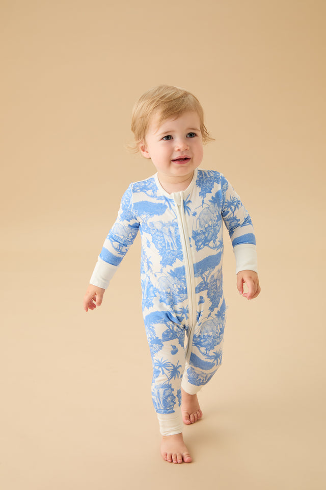 MORI x D&D Clever Zip Sleepsuit Loxodonta Blue