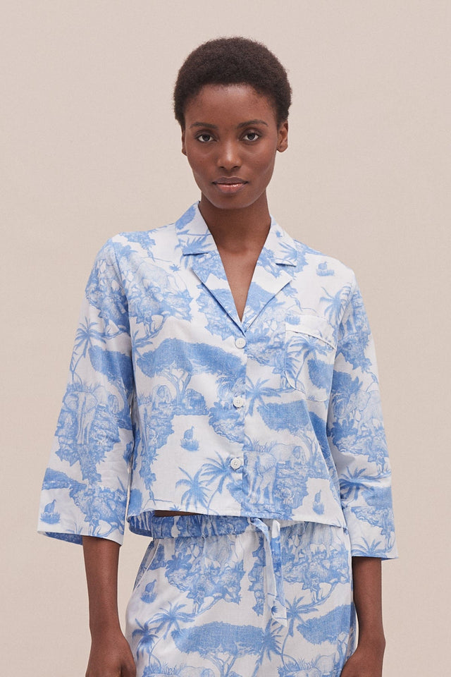Boxy Shirt Loxodonta Print Blue