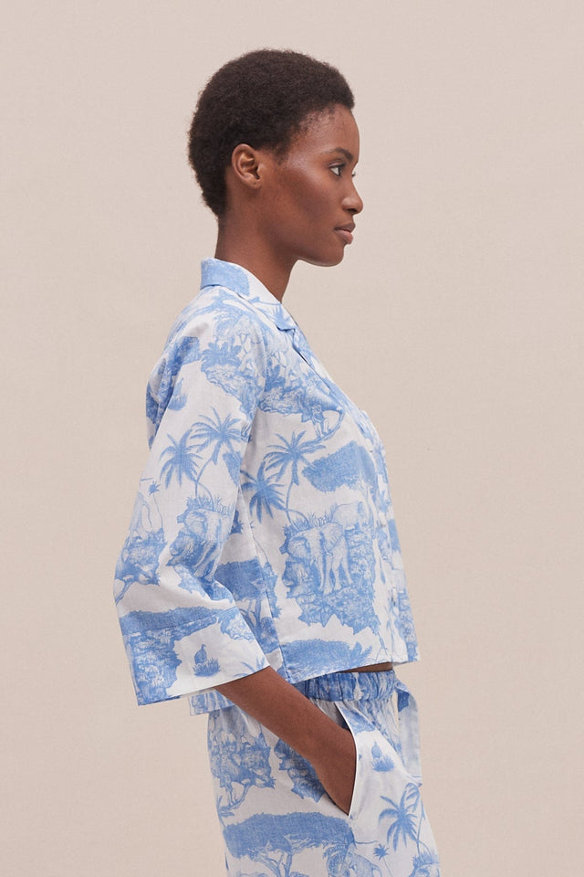 Boxy Shirt Loxodonta Print Blue