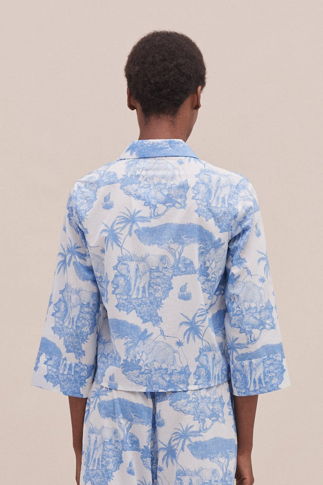 Boxy Shirt Loxodonta Print Blue