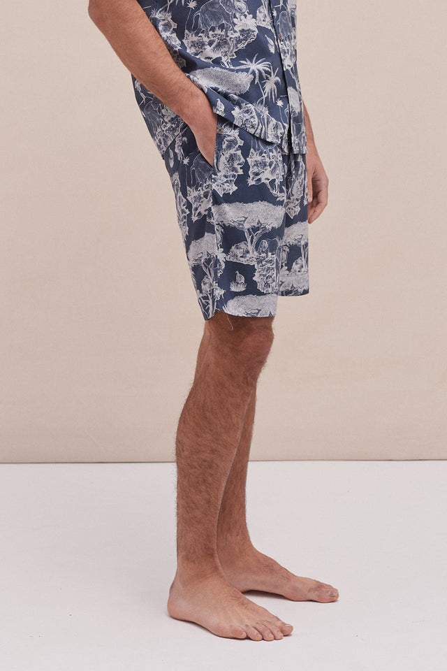Men’s Pyjama Shorts Loxodonta Print Navy