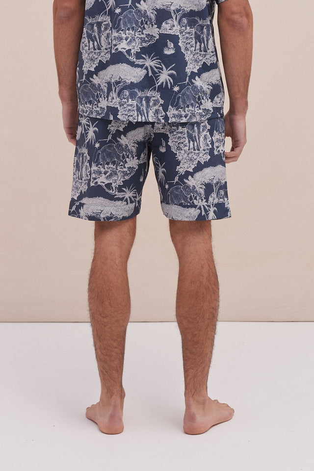 Men’s Pyjama Shorts Loxodonta Print Navy