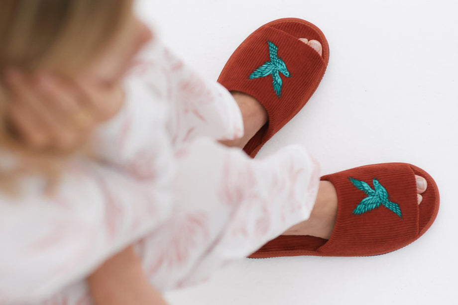 Women's Corduroy Slides The Bromley Parrot Pink/Blue