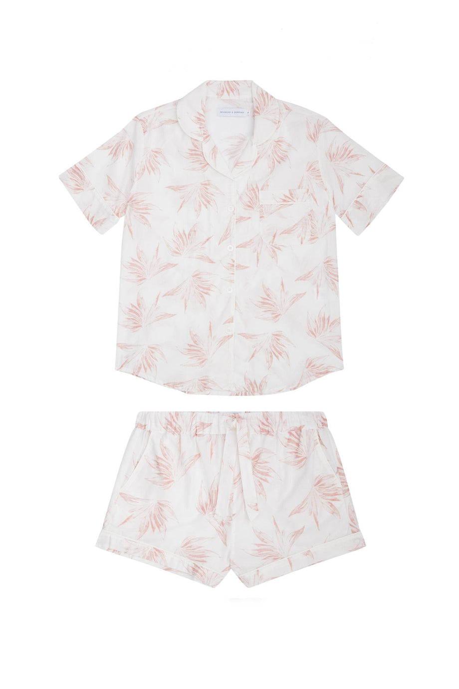 Short Pyjama Set Deia Print White/Pink