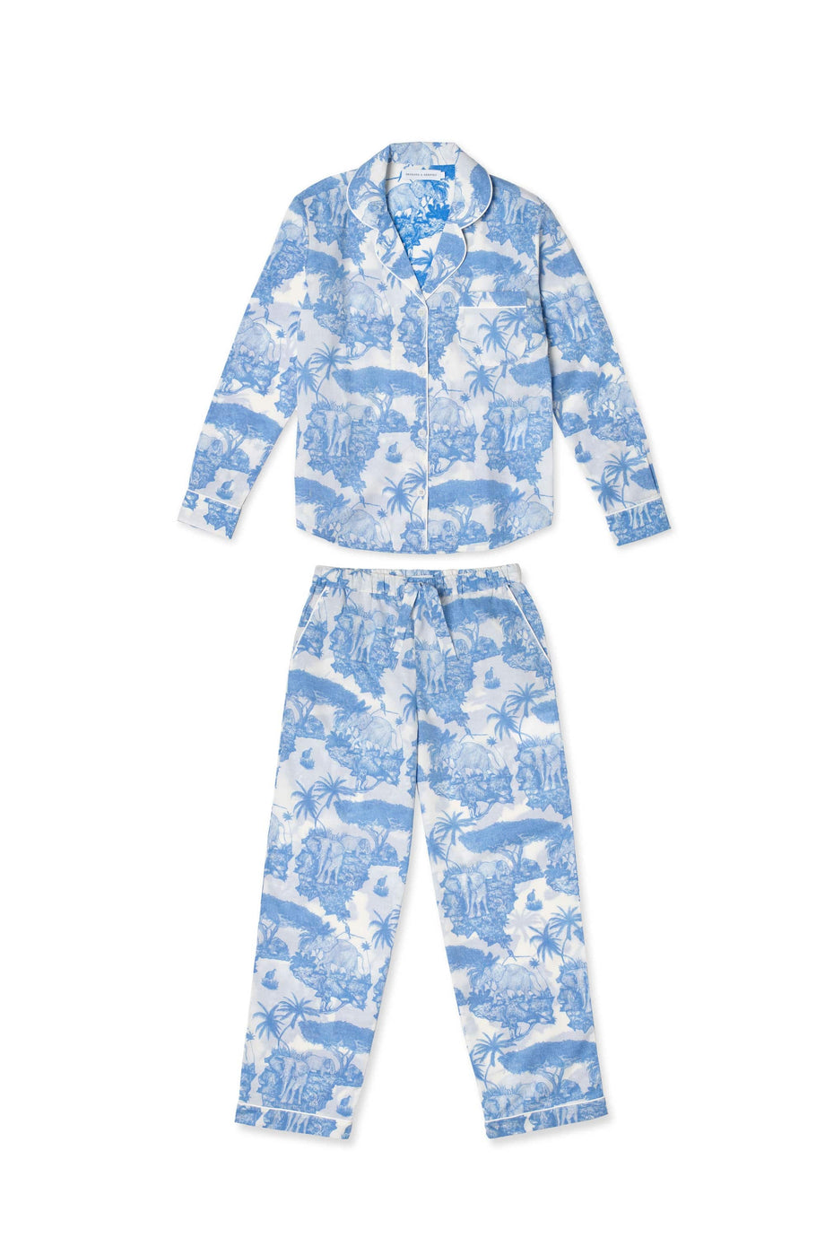 Long Pyjama Set Loxodonta Print Blue