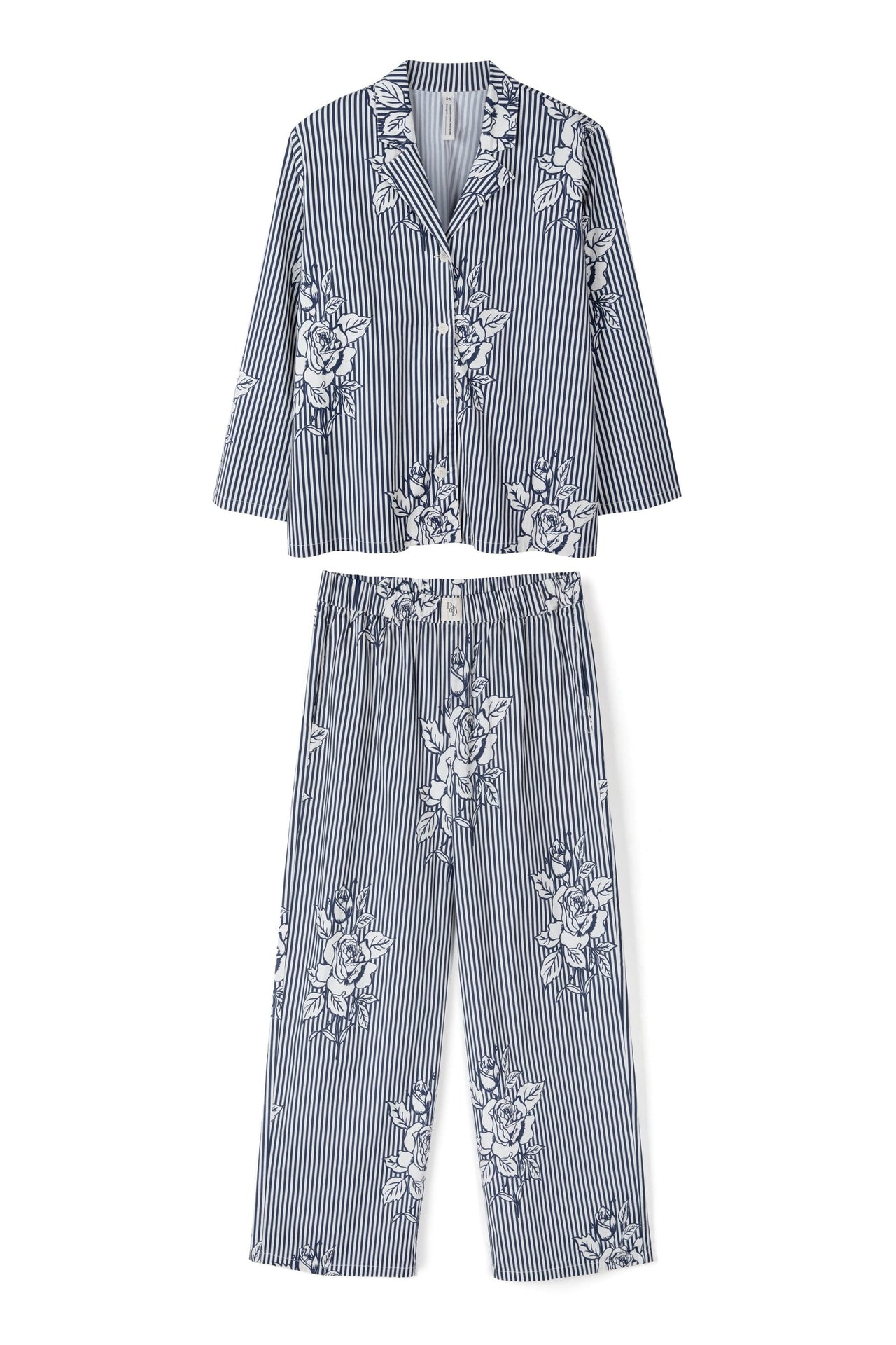 402 Long Pyjama Set Pinstripe Rose/Navy