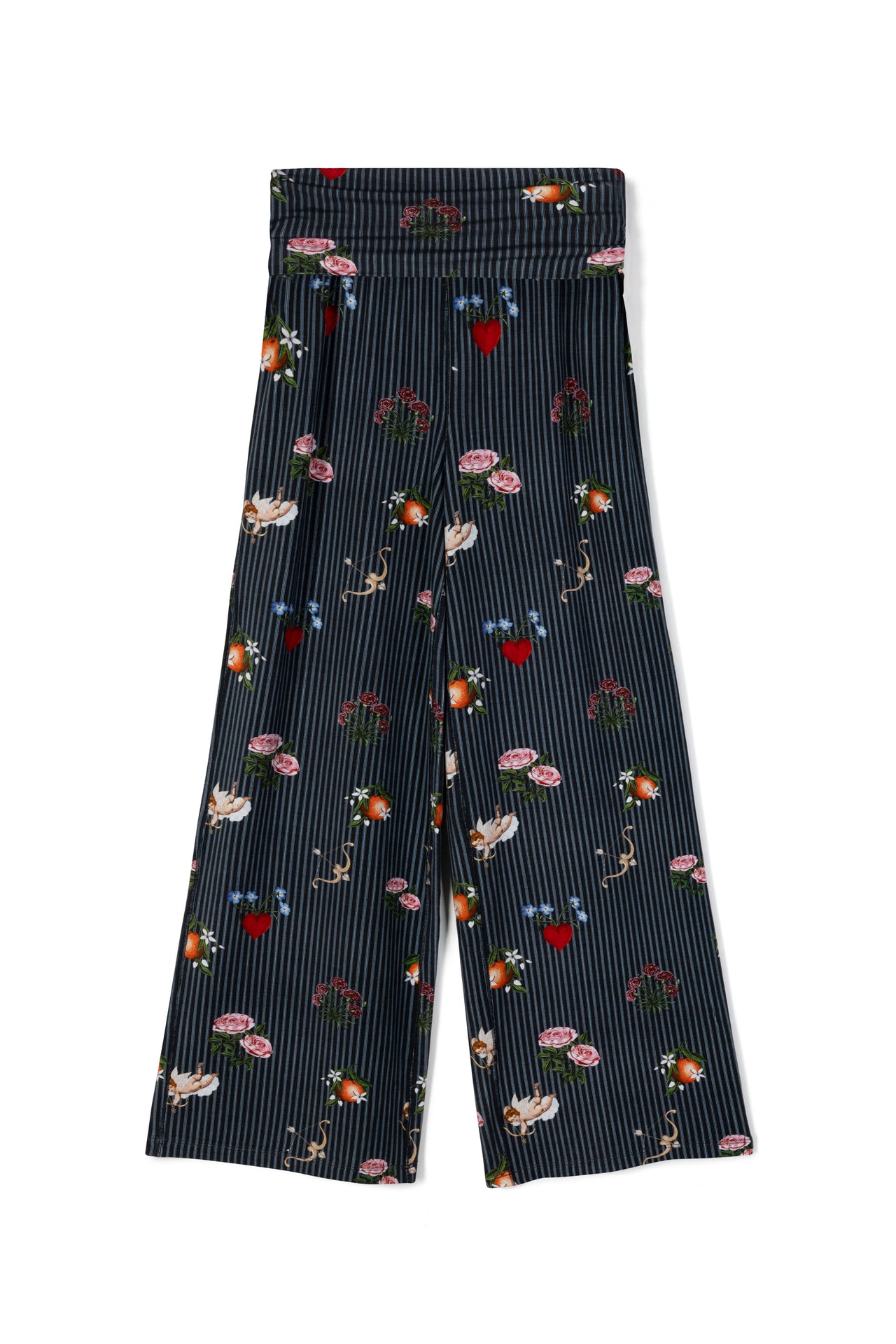 Lyocell Jersey Fold Over Trousers Primavera Pinstripe Navy