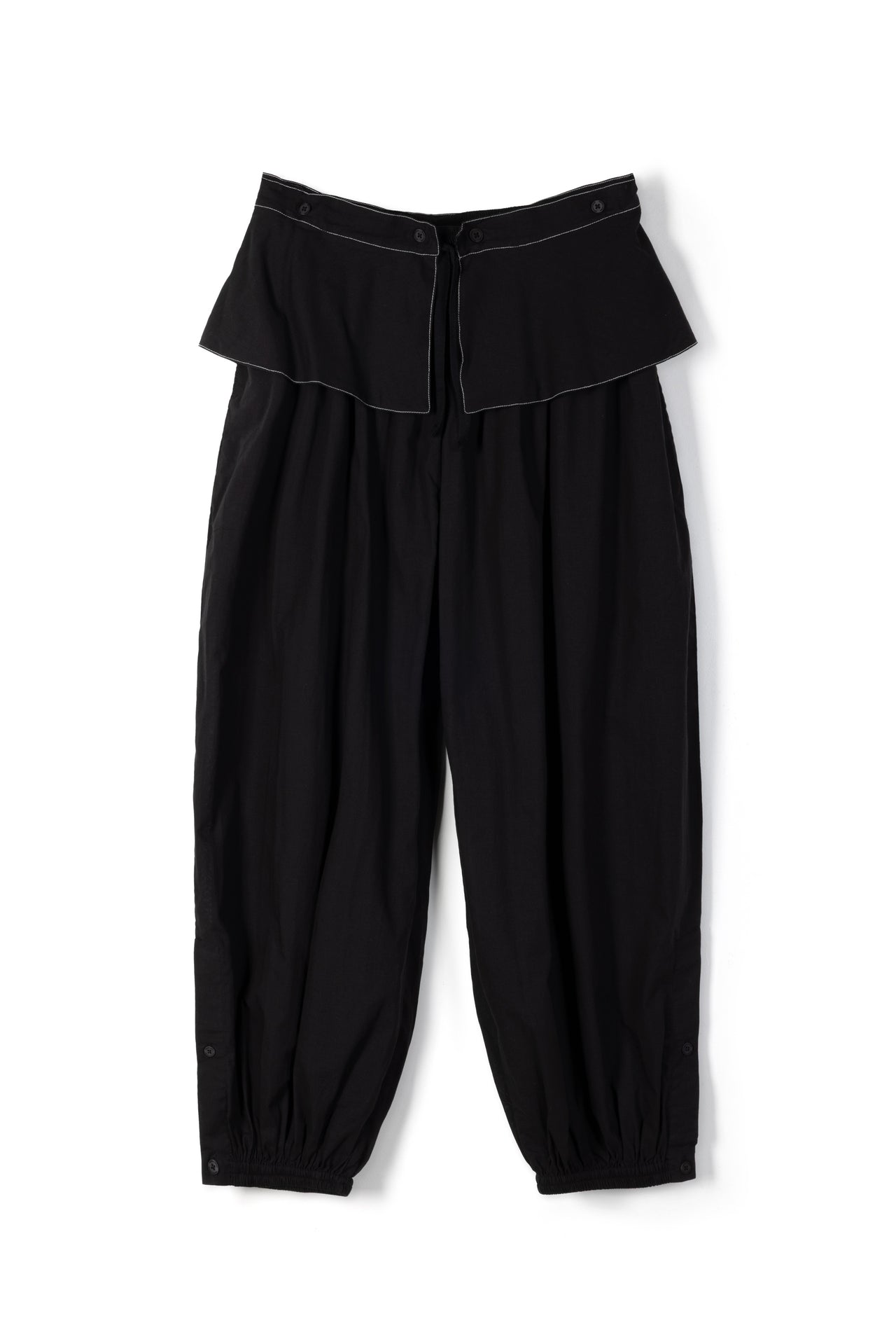 Relaxed Balloon Leg Trousers Contrast Stitch Black