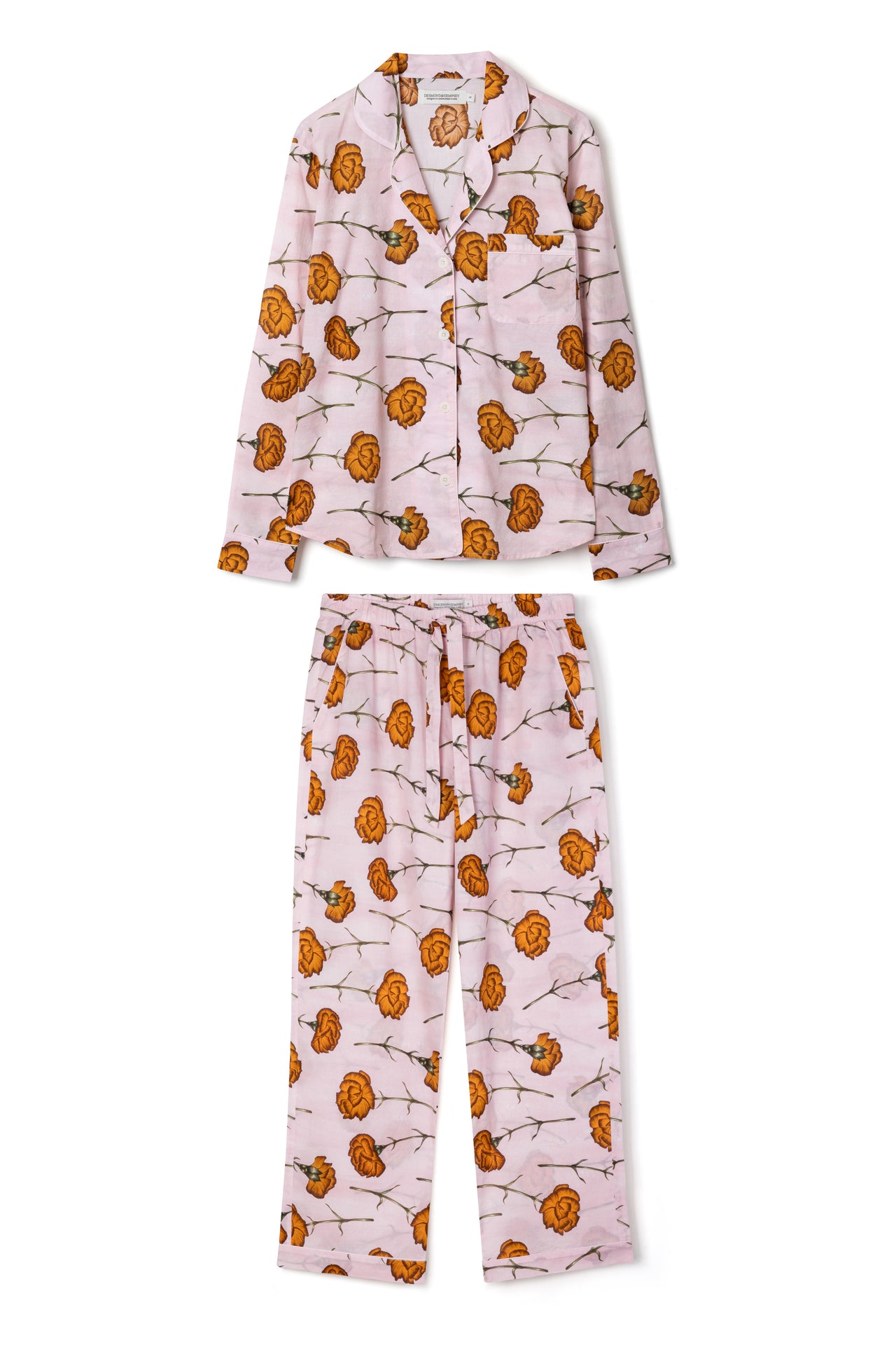 Long Pyjama Set Carnations Pink/Orange