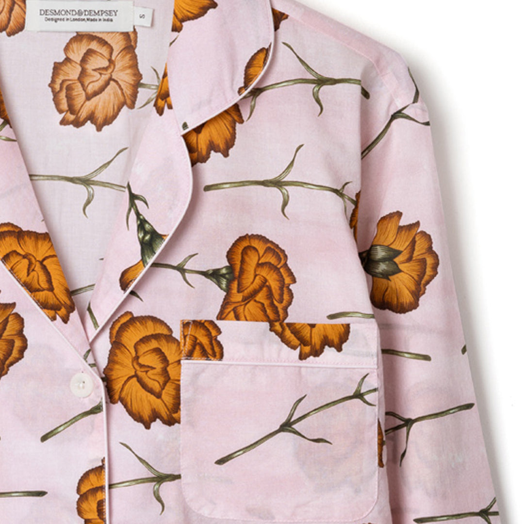 Long Pyjama Set Carnations Pink/Orange