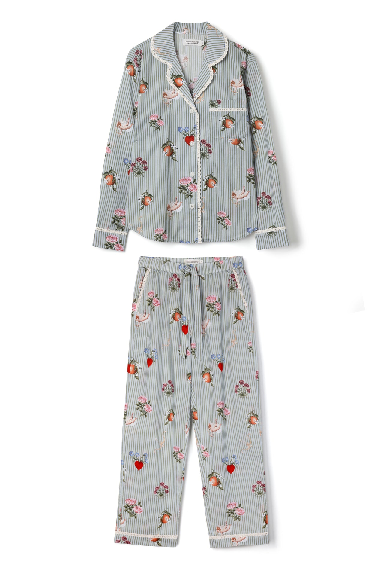 Long Pyjama Set Primavera Pinstripe Blue