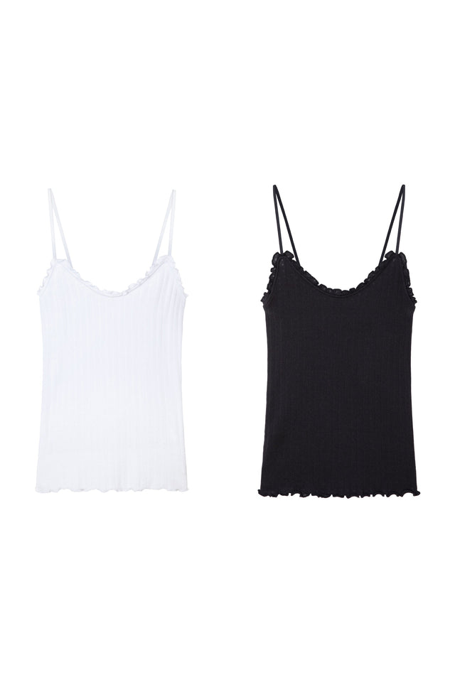 Soft V Tank Top Set of Two White/Black