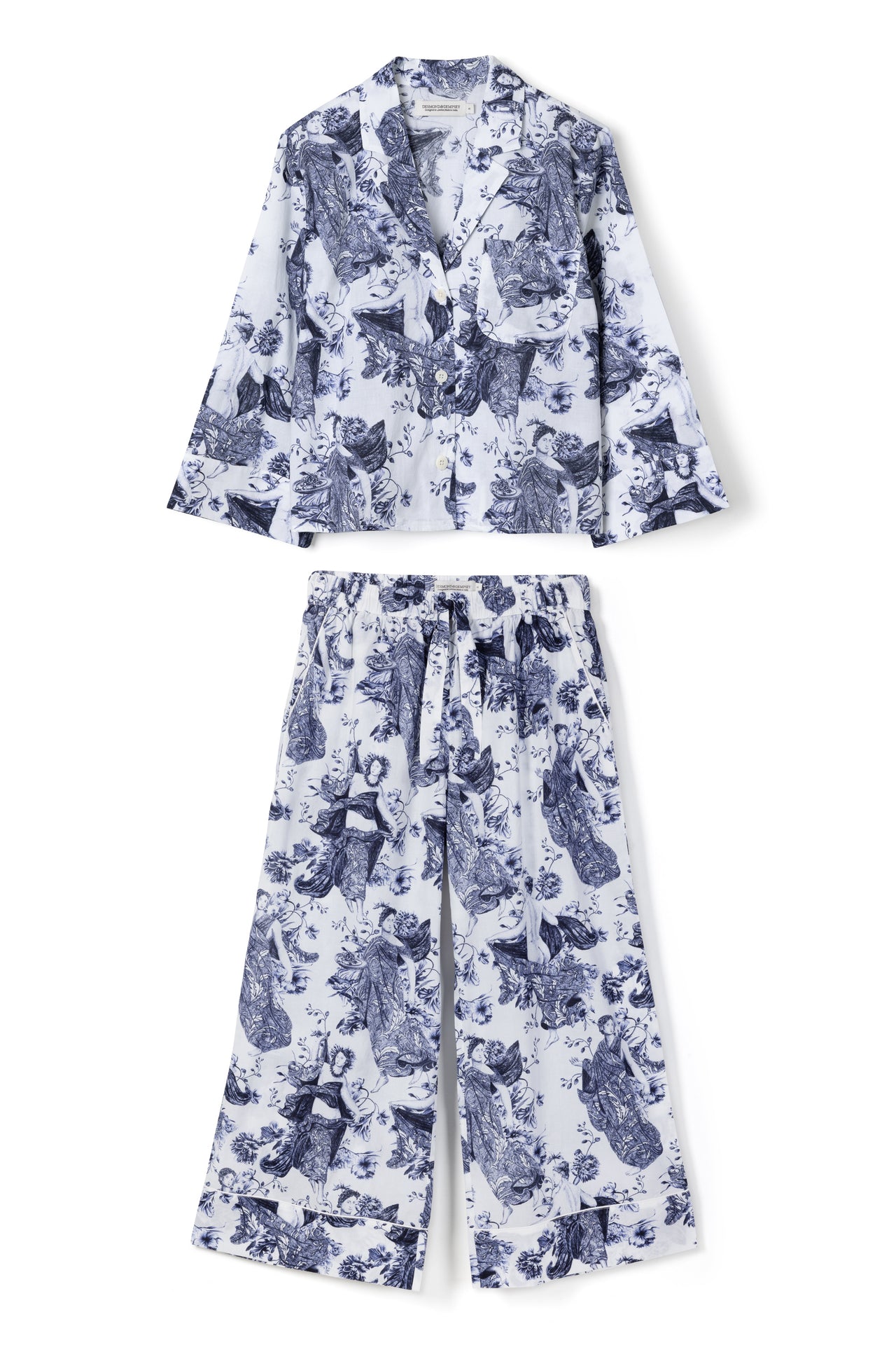 Boxy Shirt and Wide Leg Trouser Set Flora Indigo