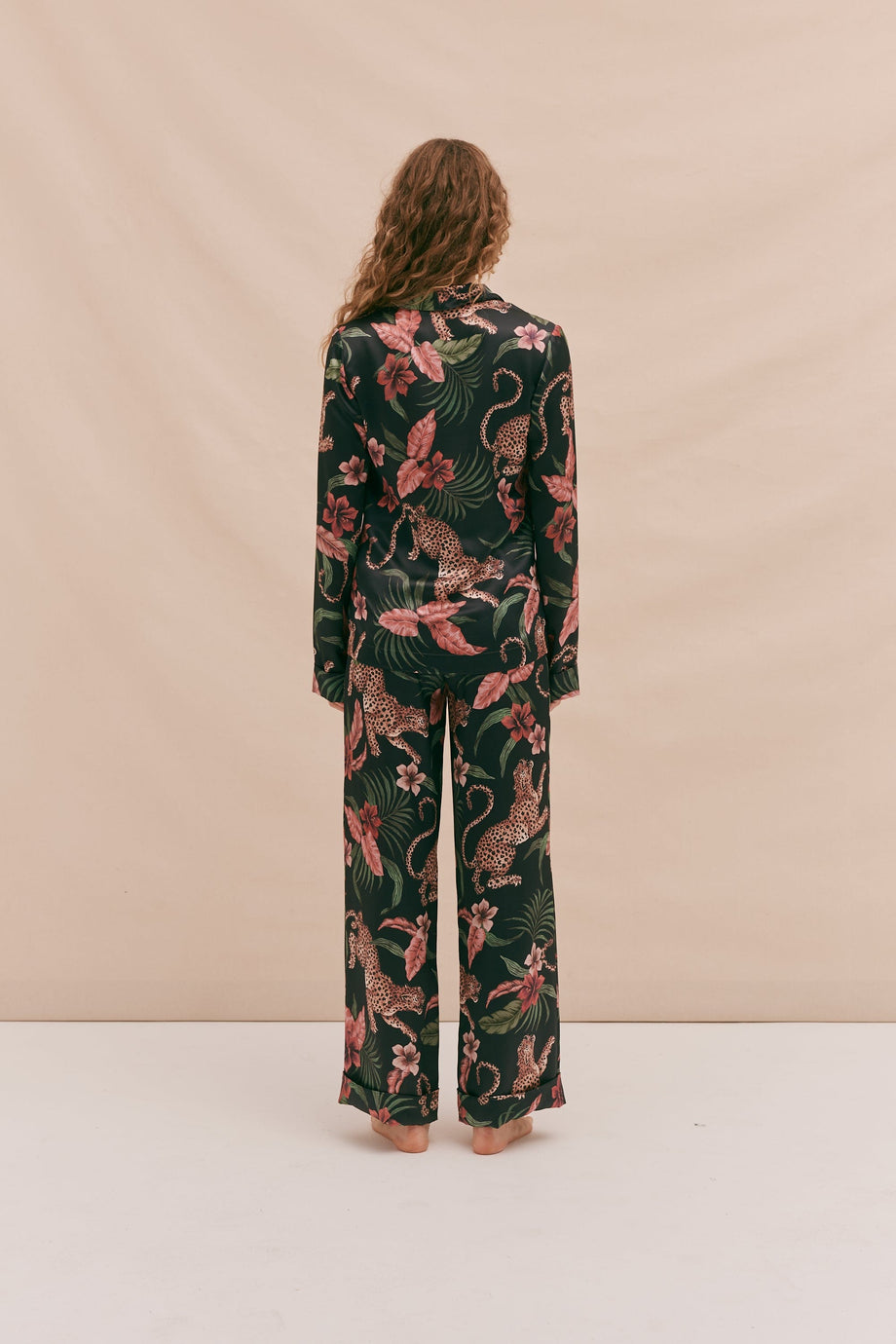 Silk Long Pyjama Set Soleia Leopard Print Multi