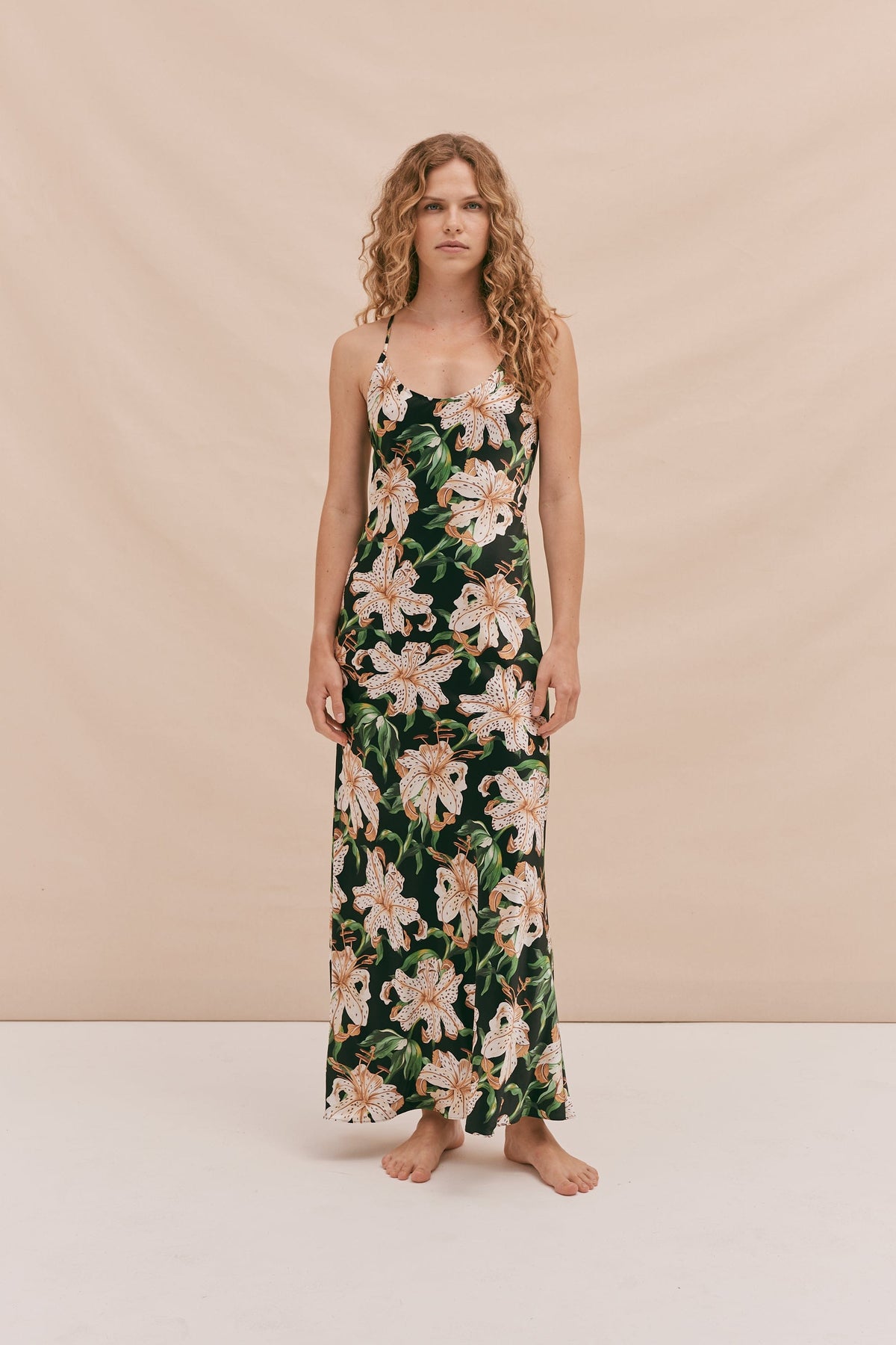 Washable Silk Nightie Lilium Print