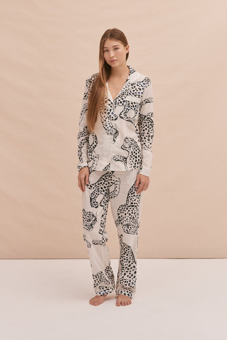 Long Pyjama Set The Jaguar Print Cream – Desmond & Dempsey