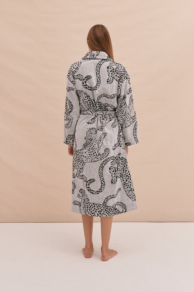 Unisex Towel Robe Jag Print Cream