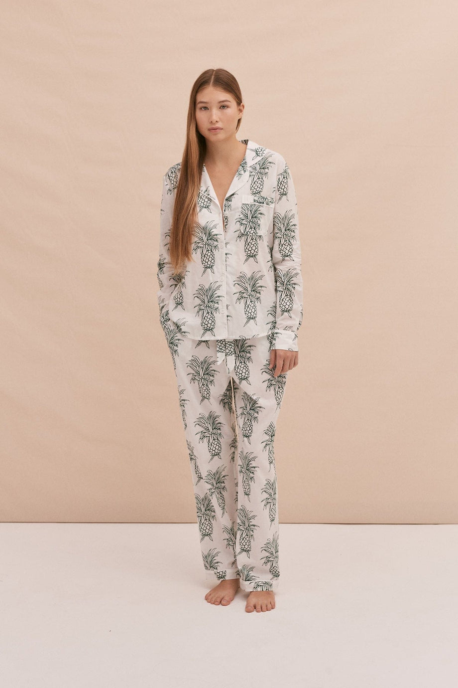 Long Pyjama Set Howie Pineapple Print White/Green