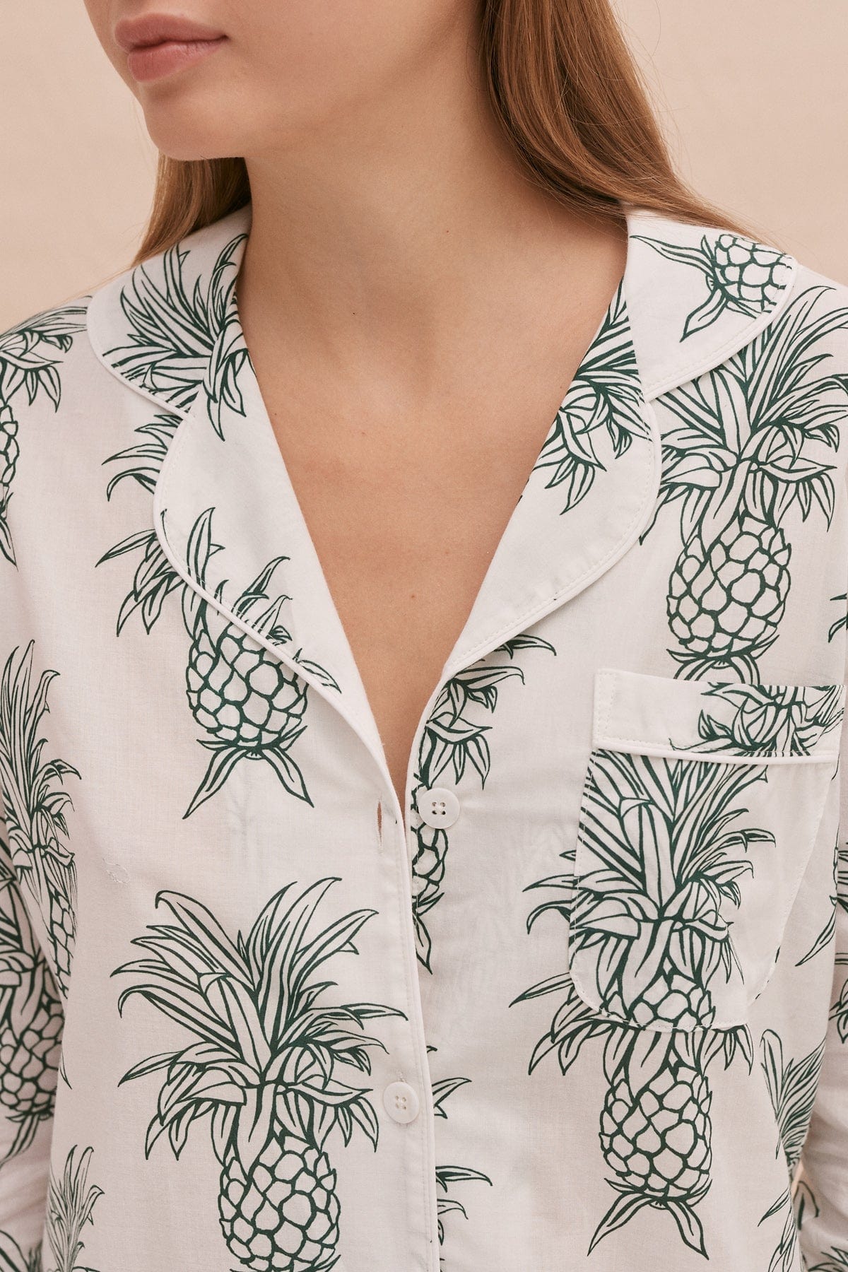 Long Pyjama Set Howie Pineapple Print White/Green