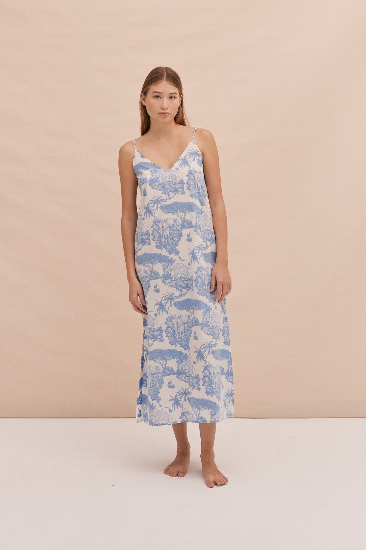 Slip Nightie Loxodonta Print Blue