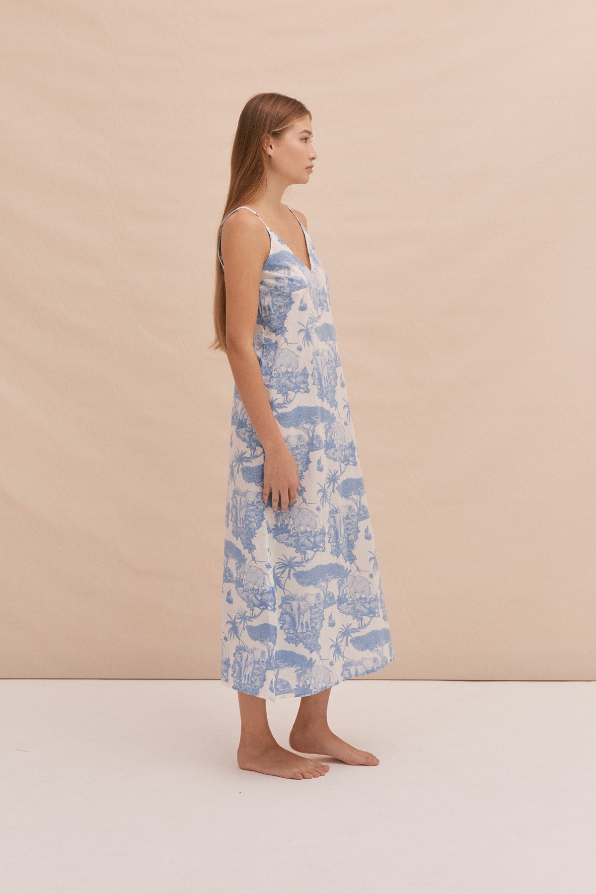 Slip Nightie Loxodonta Print Blue