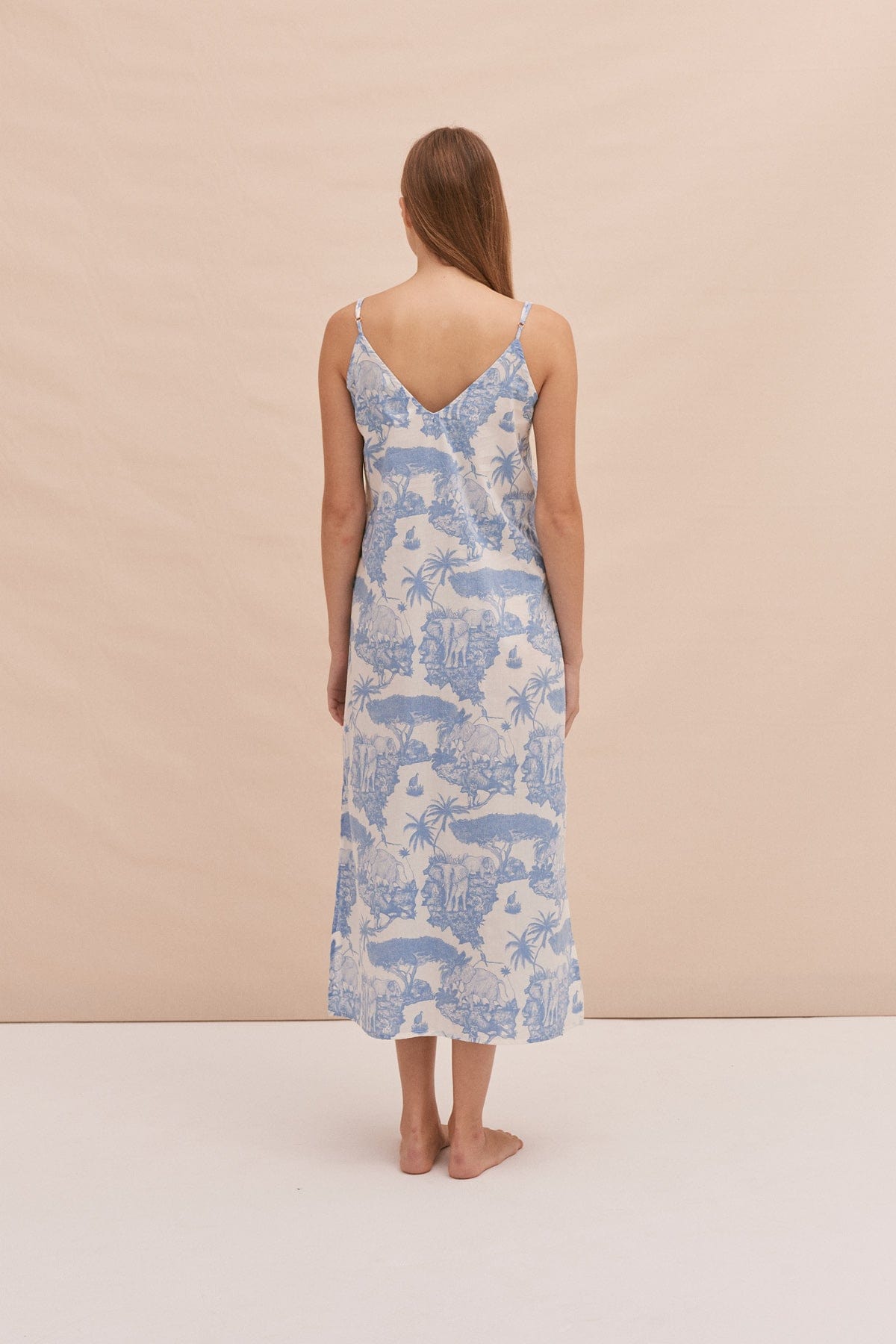 Slip Nightie Loxodonta Print Blue