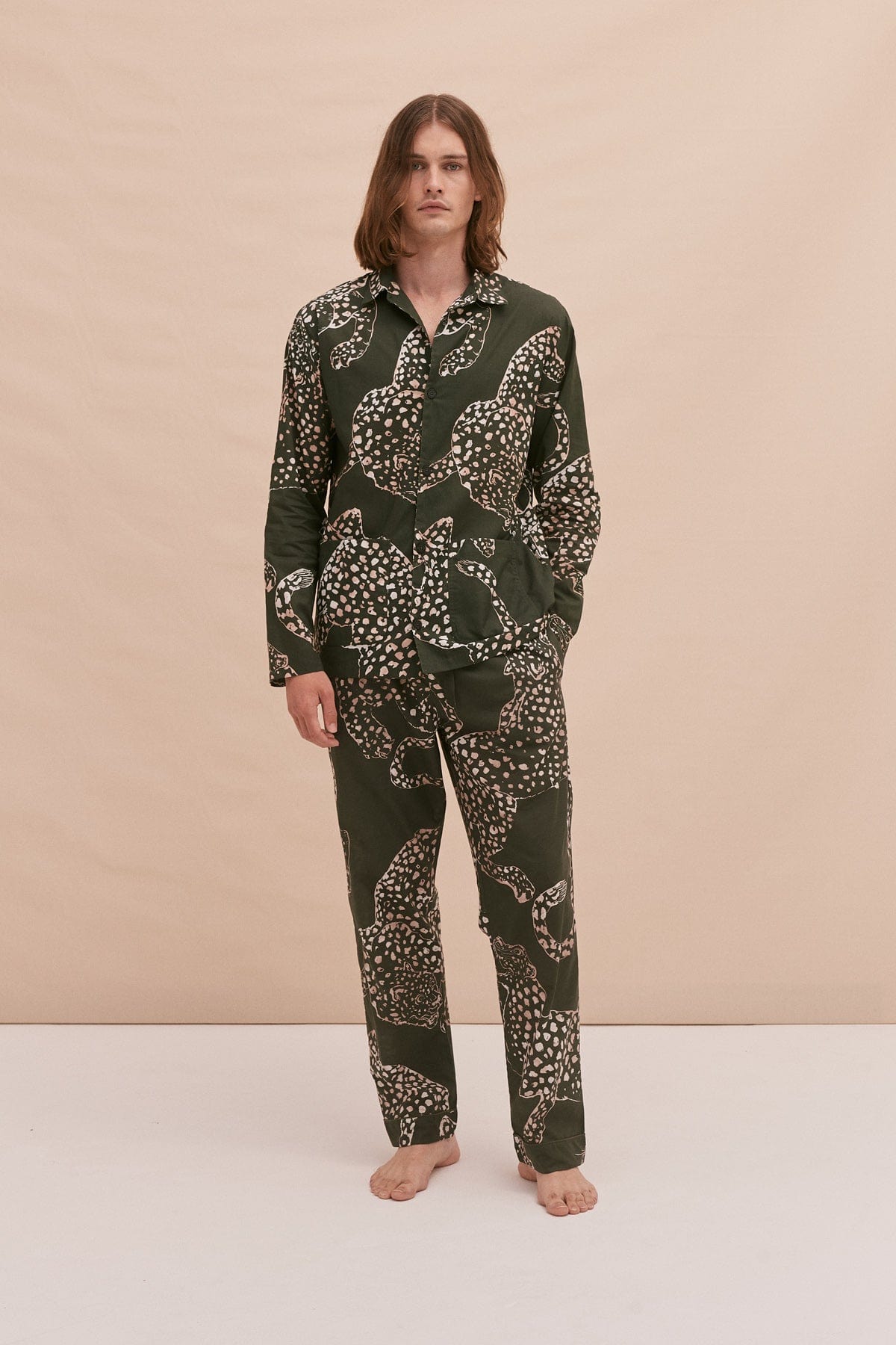 Men’s Pocket Pyjama Set The Jag Print Green